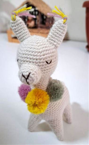 Baby Alpaca Knit Figure with Pom-Pom Necklace