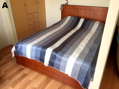 Alpaca Bed Blanket - Striped