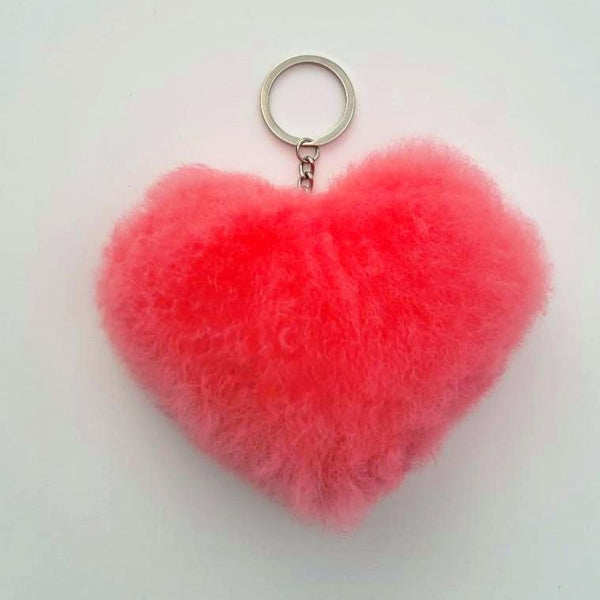 INCT Alpaca Love Heart Shaped Fur Keychain