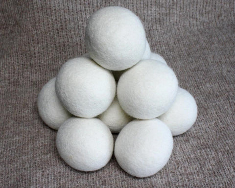 Solid White Wet Felted Alpaca Dryer Balls