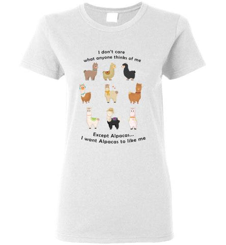 t-shirt: I Want Alpacas to Like Me Gildan Ladies Short-Sleeve