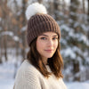 100% Alpaca Pom-Pom Channel Beanie Hat - Choice Alpaca Products-INCTPomPom-brnfawn