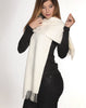 100% Baby Alpaca Woven Solid Scarf Scarves Cream 