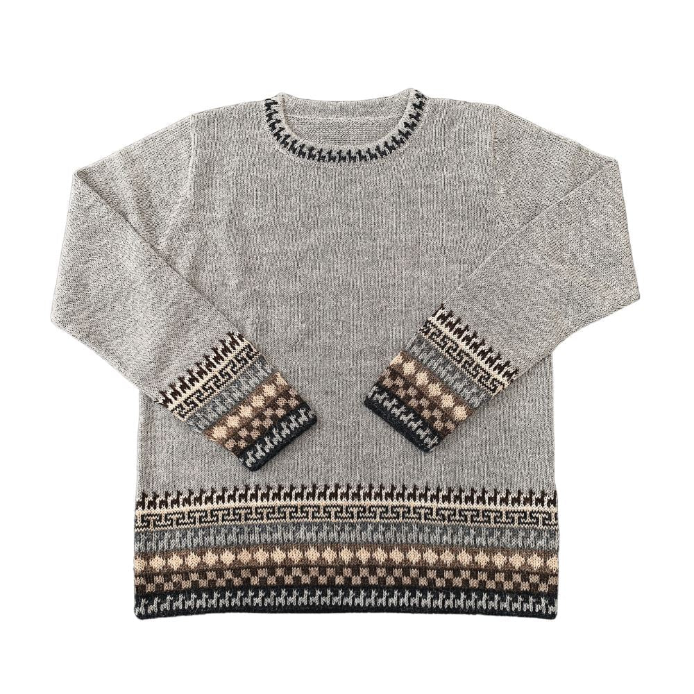 Alpaca Inca Patterned Sweater - Choice Alpaca Products-scr001-grey-xs