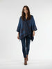 Floral Reversible Hand Made Embroidery Alpaca Ruana Poncho One Size Fits Most AMARILIS AZUL 