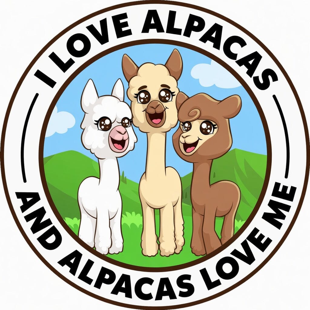 I Love Alpacas and Alpacas Love Me - Sticker FUN Single Sticker 