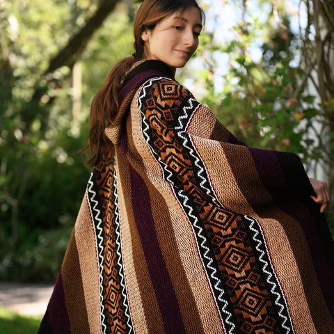 Khaki and Lilac Alpaca Poncho