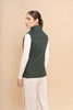 Luxury Quilted Alpaca Vest Jacket L Forest 