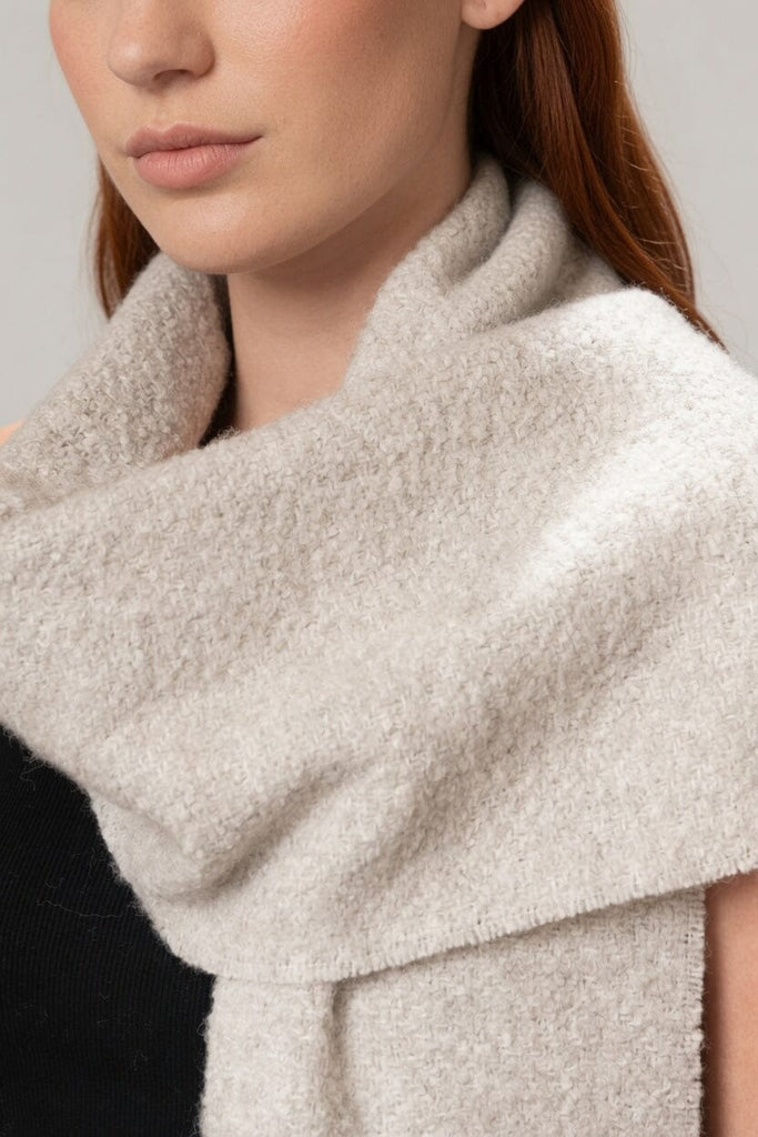 Natural Undyed Baby Alpaca Eco and Silk BOUCLE' Stole - Choice Alpaca Products-D10417EP0000-08J0117