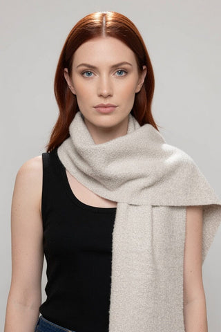 Natural Undyed Baby Alpaca Eco and Silk BOUCLE' Stole