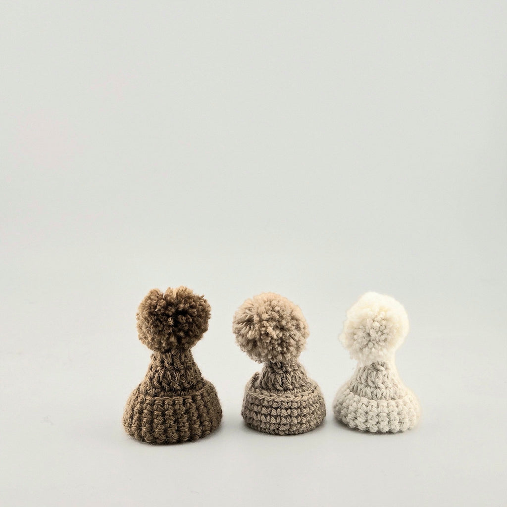 Pom-Pom Hat for Alpacadorable Ornament - Choice Alpaca Products-Alpacadorable_pom-pom-3in-cream