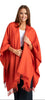 Premium Classic Solid Alpaca Poncho Poncho One Size Fits Most Orange 