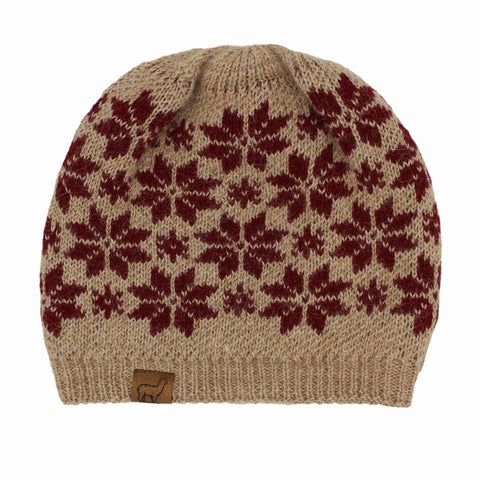 USA Made Alpaca Slouch Beanie - Snowflake