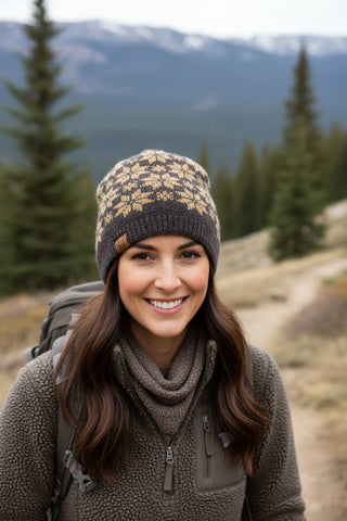 USA Made Alpaca Slouch Beanie - Snowflake