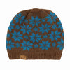 USA Made Alpaca Slouch Beanie - Snowflake - Choice Alpaca Products-snowflake-slouch-brown-blue