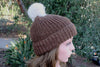 100% Alpaca Pom-Pom Channel Beanie Hat - Choice Alpaca Products-INCTPomPom-brnfawn