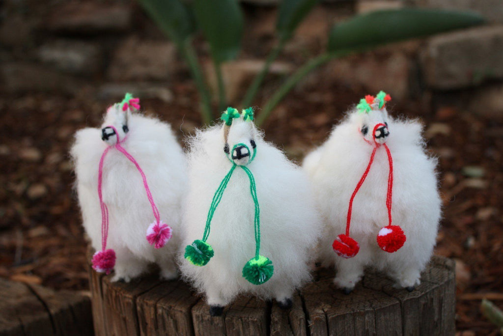 4.5" Standing Fur Alpaca Toy Toys White 