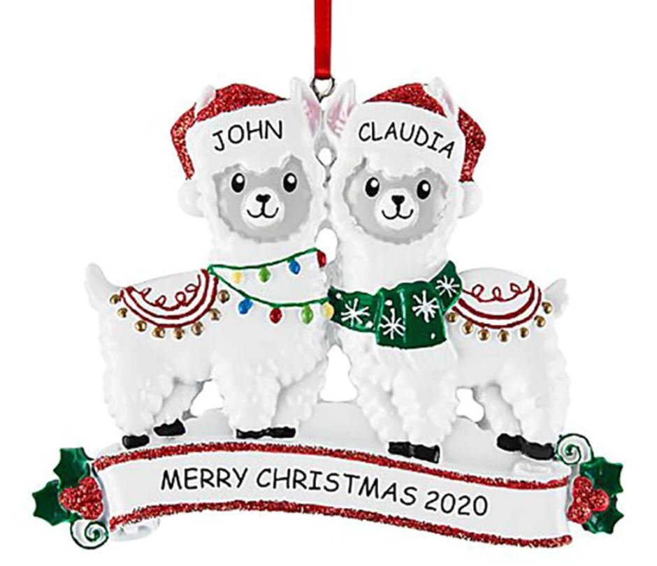 Alpaca Couple Christmas Ornament - Choice Alpaca Products-AlpacaCoupleXmasOrnament-1