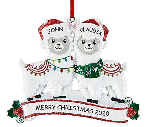 Alpaca Couple Christmas Ornament
