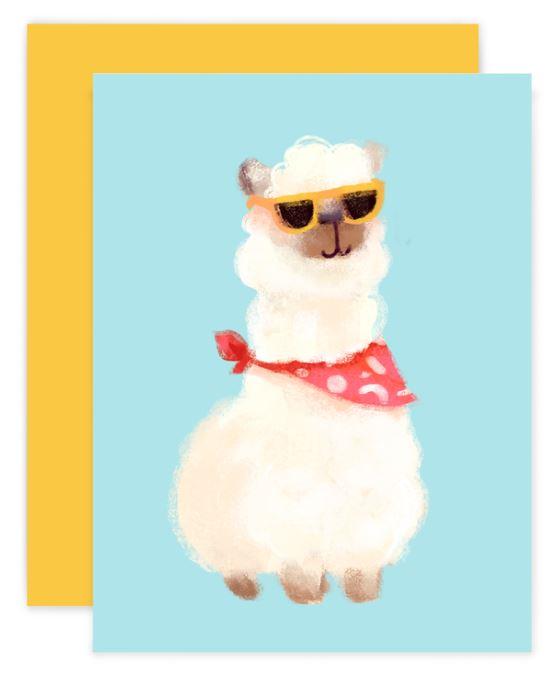 Alpaca Greeting Card - Hipster Alpaca Gift Card Hipster Card - 1 