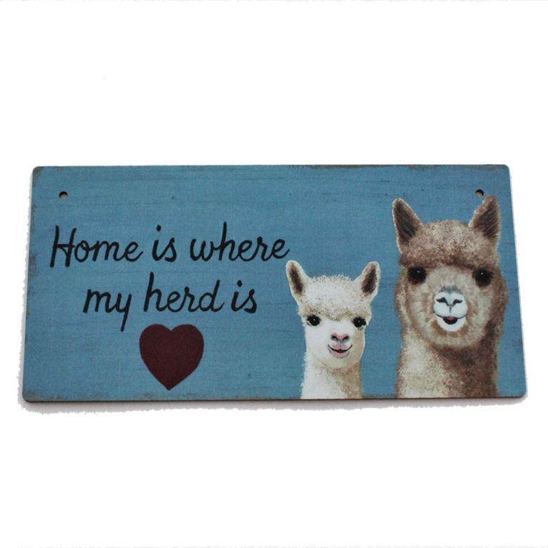 Alpaca Home Decor Wooden Plaque Home Decor Home is where the herd is 