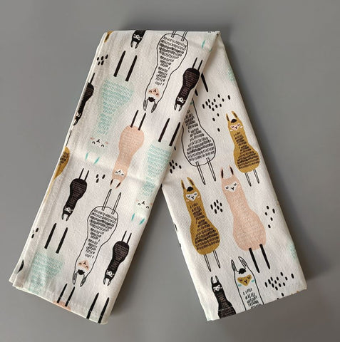 Alpaca Kitchen Apron, Tea Towel, Oven Mitt + Pot Holder, Grocery Tote Bag