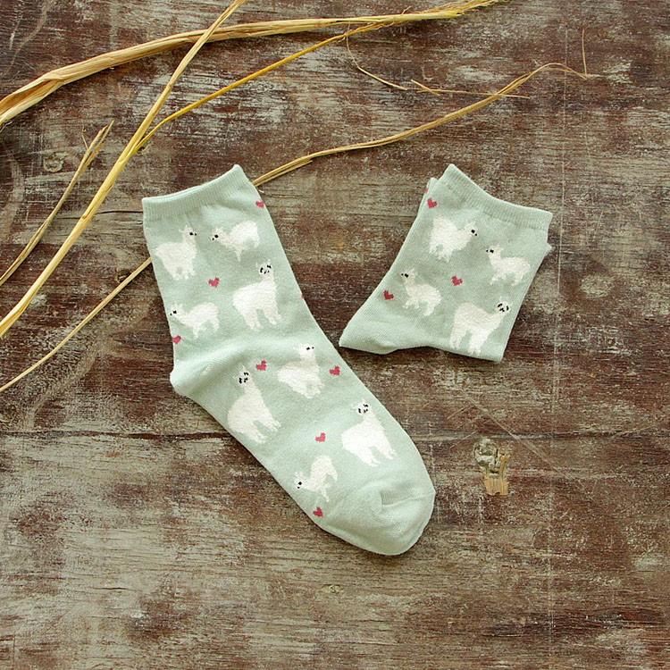 Alpaca Love Ankle Height Cotton Socks - Choice Alpaca Products-TuTu-ankle-Green