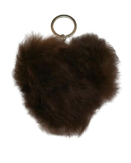 Alpaca Love Heart Shaped Fur Keychain - Choice Alpaca Products-heart-fuzzball-darkbrown