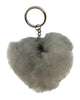 Alpaca Love Heart Shaped Fur Keychain - Choice Alpaca Products-heart-fuzzball-silvergrey
