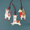 Classic Alpaca Wooden Christmas Ornament Set Home Decor 