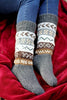 Deluxe Hand Knit Patterned Long Alpaca Socks - Choice Alpaca Products-INCT-longsocks-tan