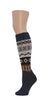 Deluxe Hand Knit Patterned Long Alpaca Socks Socks Grey One Size Fits Most 