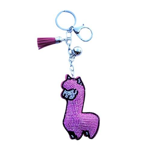 Padded Sparkling Alpaca Keychain Jewelry Charm Jewelry 4.5" one item Pink 