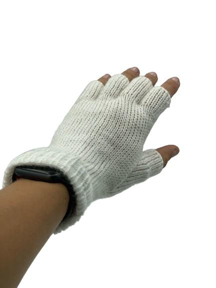 Solid Color Fingerless Alpaca Gloves Gloves White 
