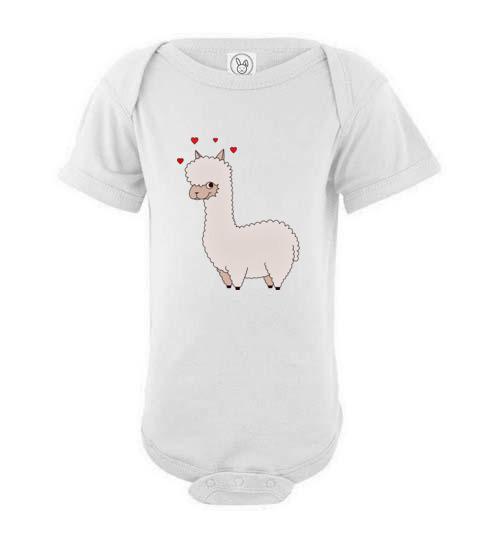 t-shirt: Alpaca Love Infant Fine Jersey Bodysuit Onesie White NB 