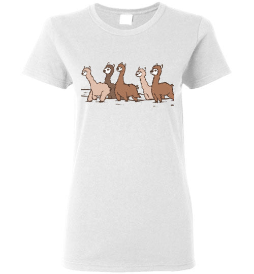 t-shirt: Curious Alpacas Gildan Ladies Short-Sleeve Shirts & Tops White S 