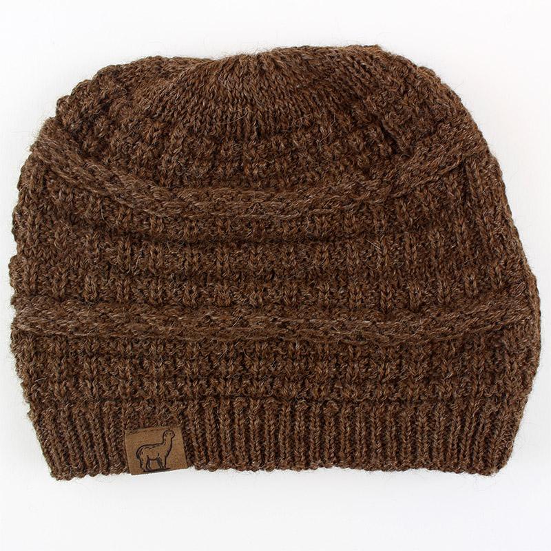 Textured Alpaca Slouch Beanie - Choice Alpaca Products-NEAFP-textured-brown